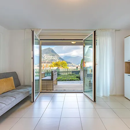 Imperial Of 2 With A View And Garden Behind The Station And 10 Min From The Of Lugano